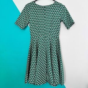 modcloth fit and flare dress geometric pattern anthropologie style size small